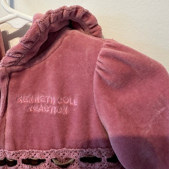 Kenneth Cole Reaction baby girl velour zip hoodie, 12M - Picture 3 of 6